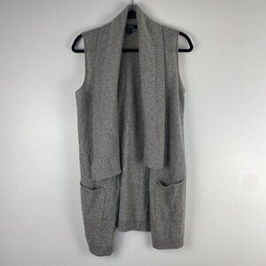 Saks Fifth Avenue Women's 100% Cashmere Sweater Vest Size S Open Front Gray